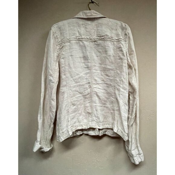 Caslon Womens Single Button Blazer Jacket Small Ivory Pockets Lightweight Linen - Picture 2 of 8